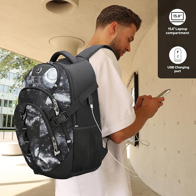 Swissdigital Laptop Backpack with USB Charging Port, Travel Backpack Fits 15.6 inches Computer, 31L Backpack for Men, Starry Sky | SD803-98 - Image 2