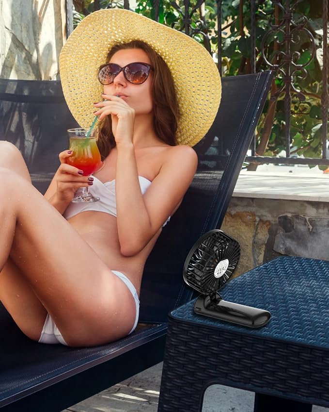 2 Pack Portable Handheld Fan, Mini Hand Held Fan, 6-15H Cooling Small Personal Fan, 180° Foldable Mini Desk Fan with 4 Quiet Speed, Neck Fan w/Lanyard for Kids Women Men Travel Outdoor Office, Black - Image 6