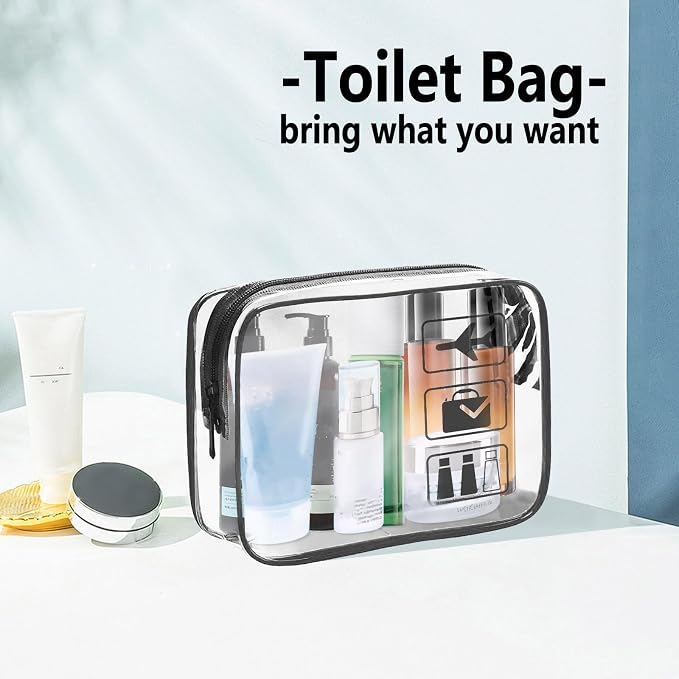 TSA Approved Toiletry Bag 3Pcs,Clear Travel Bags for Toiletries | 3 Pack,Carry on Airport Airline Compliant Bag,Makeup Bags Clear Toiletry bags Quart Size Travel Bag,Black - Image 4