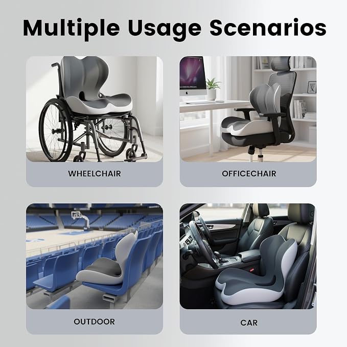 Ergonomic Seat Cushion with Memory Foam & Lumbar Support – Orthopedic Cushion for Car, Truck & Office Chairs, Non-Slip Pad for Daily Comfort - Image 3