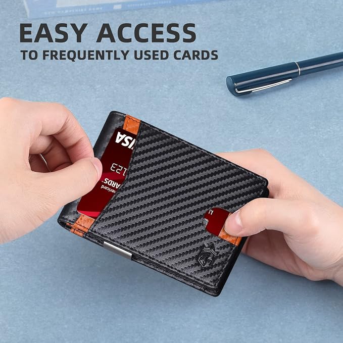 Zitahli Money Clip Wallets for Men,Slim Bifold Wallet 10-12 Cards, Mens Leather Wallet with ID Window,RFID Blocking Thin Minimalist Credit Card Holder,Gifts for Him - Image 4