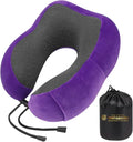 Travel Pillow - 100% Memory Foam - Travel Pillows for Airplane - Neck Pillow Airplane and Car Use - Memory Foam Travel Neck Pillow - Travel Essentials for Women and Men (Purple) by VorgatoLuxury