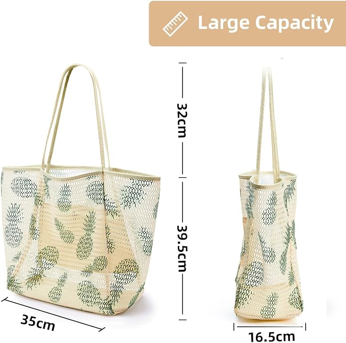 KALIDI Beach Mesh Tote Bag, Casual MAX 23L Summer Foldable Hobo Bag Women | Sandproof Widen Strap Large Shoulder Bag For Lake Pool Vacation Travel Picnic Grocery Market Shopping Carrier - Image 3