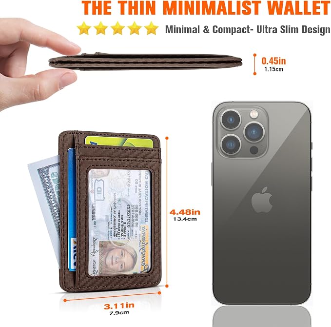 GH GOLD HORSE Slim RFID Blocking Card Holder Minimalist Leather Front Pocket Wallet for Women | Slim - Image 5