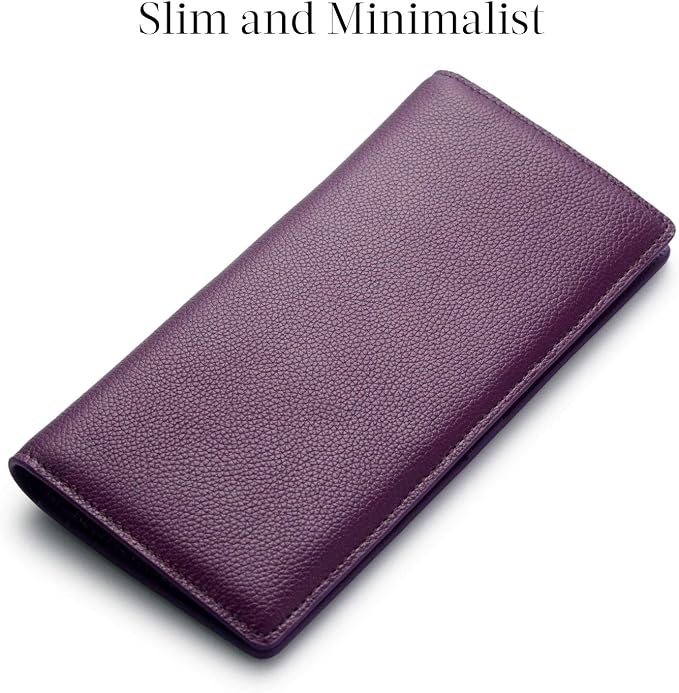Bveyzi Ultra Slim Thin Leather RFID Blocking Credit Card Holder Bifold Clutch Wallets for Women - Image 3