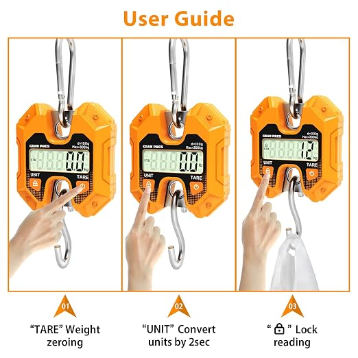 GRAM PRES Digital Hanging Scale - 660LB/300KG, Mini Crane Scale for Deer Hunting, Farm, Fishing, Meat, Game, Luggage, Outdoor - Image 5