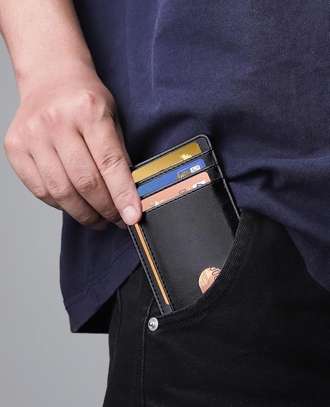 Teskyer Slim Minimalist Wallet for Men, RFID Front Pocket Card Holder | Ultra Slim Front Pocket Design, 8 Card Slots, RFID Protection, Smooth Faux Leather for Everyday Carry - Image 5