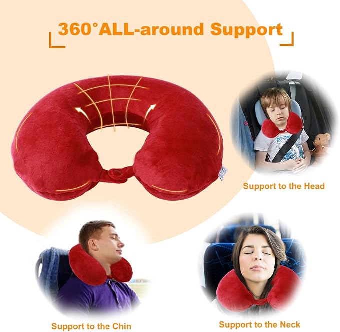 Travel Pillow,100% Pure Memory Foam U Shaped Neck Pillow,Super Lightweight Portable Headrest Great for Airplane, Car,Home,Office,Sleeping Rest (Wine red) - Image 2