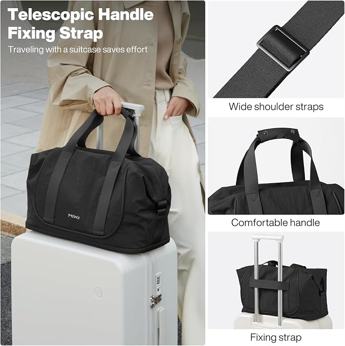 mixi Travel Tote Bag for Women Large Expandable Travel Bag Waterproof Lightweight Carry On Personal Item Handbag - Image 7