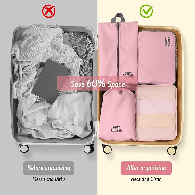 Packing Cubes for Travel - 8 Set Luggage Organizer Bags for Family, Mesh Breathable Packing Cubes for Suitcases Durable Travel Essentials Bags Set - Image 2