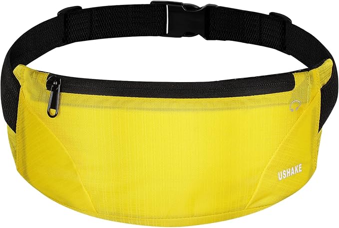 USHAKE Running Belt,Men or Women Ultra Light Bounce Free Waist Pouch Bag Fitness Workout Belt Sport Waist Pack Exercise Waist Bag for iPhone Samsung LG in Running Gym Marathon (YELLOW) by USHAKE