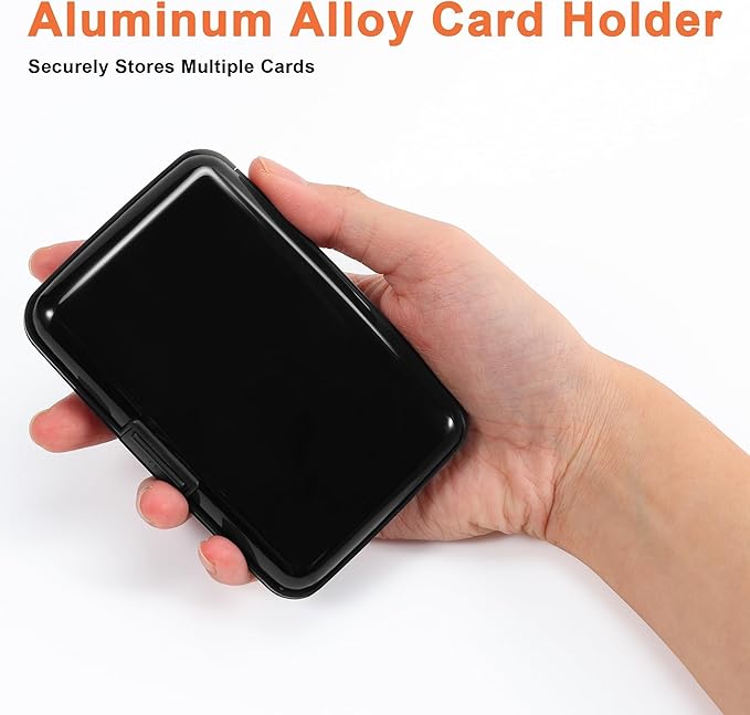 Mayski Credit Card Holder for Women RFID Blocking Wallet, Black | Card Wallets for Women Small Mini Business Metal Accordion Aluminum Alloy Hard Case for Men - Image 3
