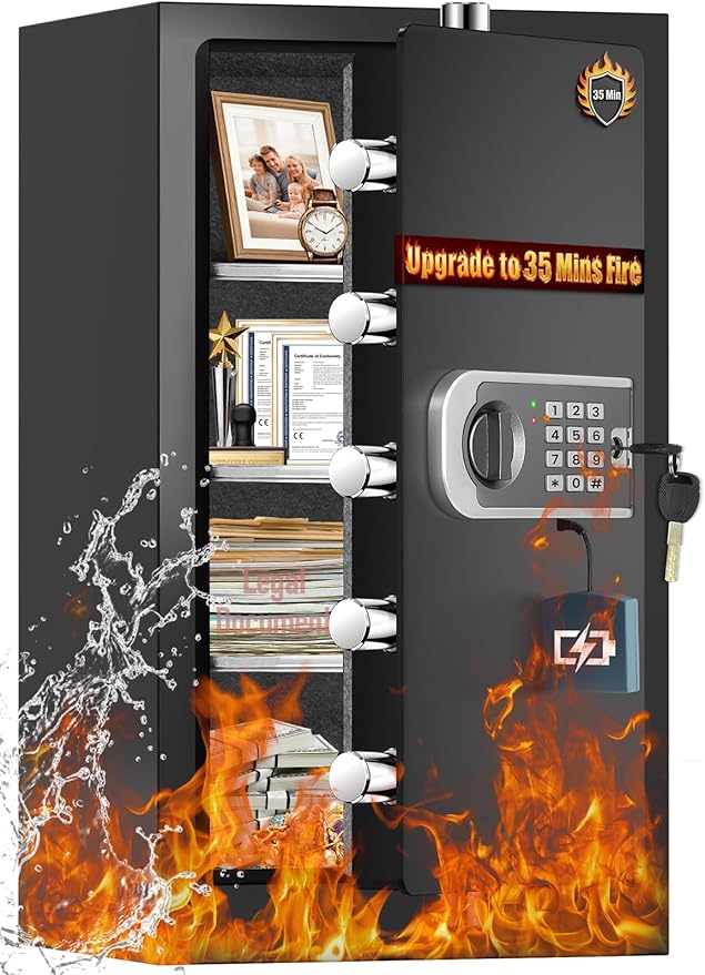 [ ] [ °] True Fire Proof Safe | 7.2 Cuft Large Fireproof Safe for Home With Removable Shelf, Heavy Duty Safe Box with Anti-theft for Cash Valuables by FOWORE