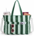 Kacctyen Striped Beach Tote Bag for Women Large Beach Foldable Tote Bag with Zipper Pockets for Travel Pool by Kacctyen