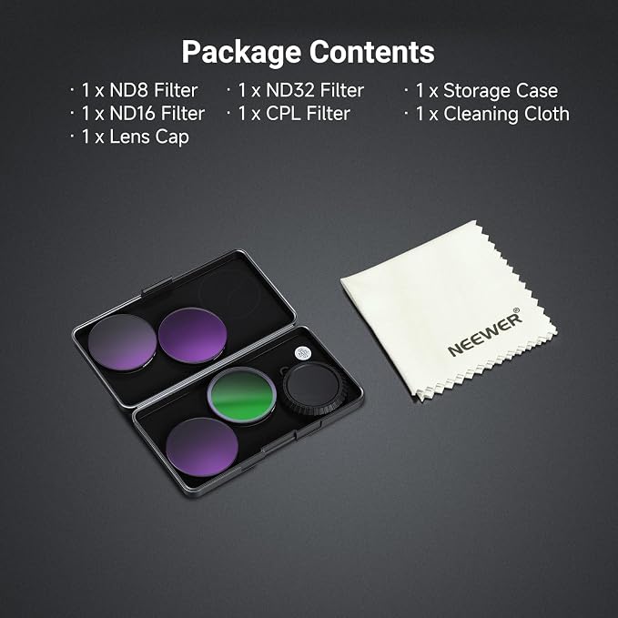 NEEWER CPL ND Filter Set Compatible with DJI Osmo Action 6 Only, Snap On 4 Pack ND8/16/32 Adjustable Circular Polarizing Lens Filters Multicoated Action Camera Photography Accessories with Lens Cap - Image 9