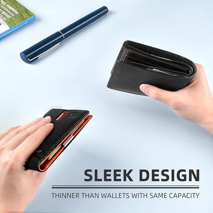 Zitahli Money Clip Wallets for Men,Slim Bifold Wallet 10-12 Cards, Mens Leather Wallet with ID Window,RFID Blocking Thin Minimalist Credit Card Holder,Gifts for Him - Image 3