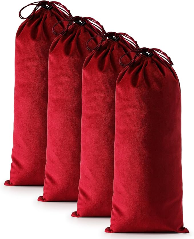 4 Pcs Single Shoe Bags for Travel, Dust Velvet Bag, Rio Red, 17.3x8.6 Inch | Washable & Reusable Travel Shoe Bags, Dustproof Shoe Bags with Drawstring Closure, Suitable for Travel, Home Storage by WelcometoFantasyLife