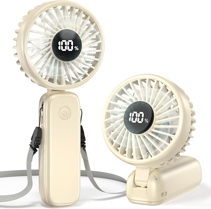 Handheld Fan Foldable, 5000mAh Rechargeable Hand Fans with Powerful Cooling, 4 Speeds, LED Display, Portable Fan for Travel,Concerts,Makeup,Lash,Outdoor Events,Gifts Women by COMLIFE