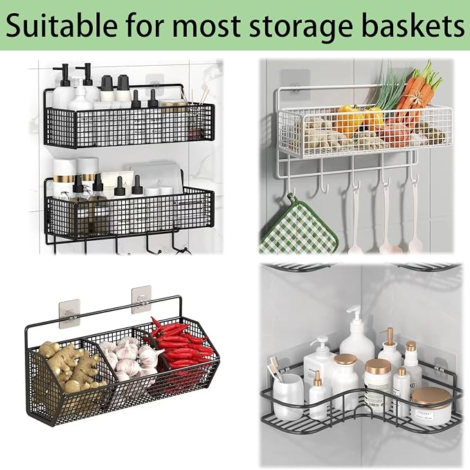 12 Pack Shower Caddy Adhesive Replacement Hooks Transparent Strong Waterproof Wall Hooks No Drilling Bathroom & Kitchen Organizers for Shelves, Soap Holders, Spice Racks(8 Double + 4 Single) - Image 5