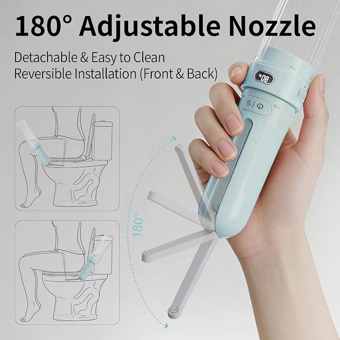 Portable Bidet for Travel,Personal Hygiene Sprayer Bottle for Women Men | Mobile Bidet Portable for Toilet,Electric Handheld High-Pressure Foldable USB-C Battery-Powered - Image 8