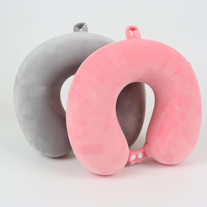 Sexysamba Pure Memory Foam Travel Pillow Set for Adults - Comfortable & Removable Machine Washable Cover, Neck Support Pillow Airplane Travel Kit with Eye Mask for Portable Plane Accessories - Grey - Image 6