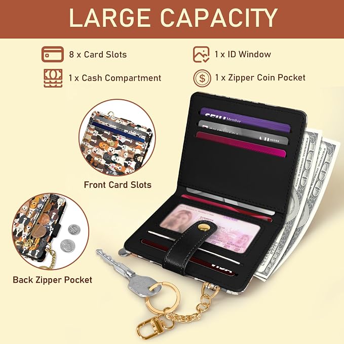 Jogjam Dogs Puppy Rfid Women Wallet, Small Slim Thin Credit Card Holder | PU Leather Bifold Cash Zipper Coin Pocket ID Window, for Female Ladies Teen Girls Girly Gifts - Image 4