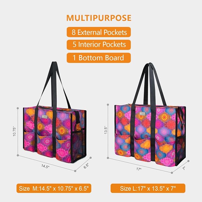 TOPDesign Utility Water Resistant Tote Bag with 13 Pockets, Top Zipper Closure & Thick Bottom Support, for Working Women - Image 2