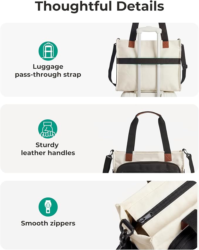 BAGSMART Canvas Tote Bag for Women, Small Work Tote Bag with Zipper | 30oz/40oz Tumble & 11 Pockets Travel Tote, Teachers/Nurses, Lightweight Canvas or Water-Resistant Puffer Taslon Crossbody Bag - Image 7