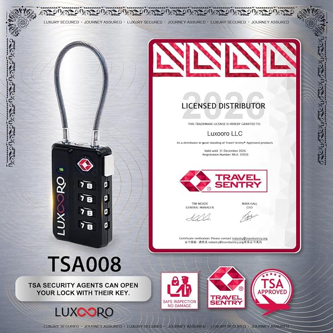 Tool-Less TSA Approved Luggage Lock with Alert Indicator, 4-Digit Resettable Combination, Durable Zinc Alloy Travel Locks for Suitcase, Backpack, Toolbox, Locker, Keyless – Black (2 Pack) - Image 3