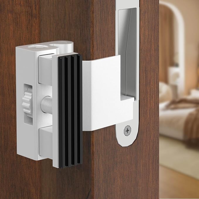 Upgraded Portable Door Lock for Travel & Home - No Drill Anti-Kick Door Reinforcement Lock with 800lbs Strength, Fits Inward Swing Doors, （White） by Unknown
