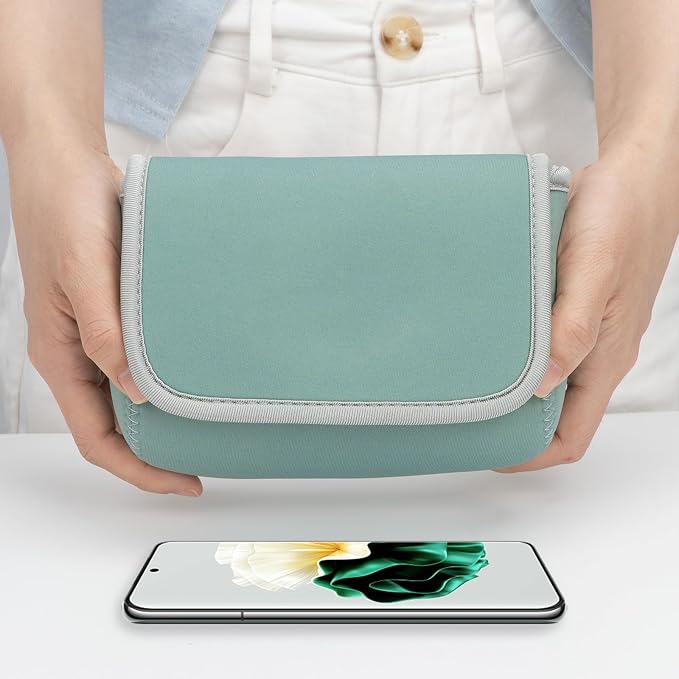 LENTION Mint Green Neoprene Electronic Organizer Pouch with Hook-and-Loop | Compact Tech Storage Fits Laptop Adapter, Mice, Charger, Power Bank & Cable to Keep Daily Travel Accessories Neatly Sorted - Image 7