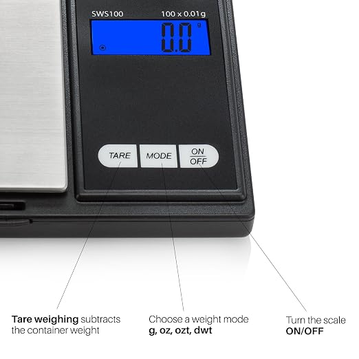 Smart Weigh Digital Pocket Scale – 1000g x 0.1g Precision – Ideal for Jewelry, Food, Herbs, and Medicine – Stainless Steel Platform with Protective Cover – Black (Battery Included) - Image 4