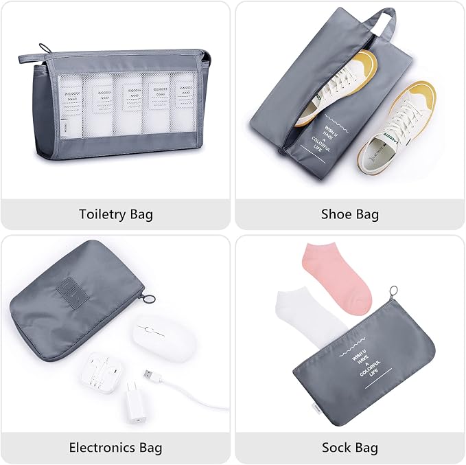 Mossio 9 Set Packing Cubes with Shoe Bag & Electronics Bag - Luggage Organizers Suitcase Travel Accessories - Image 5