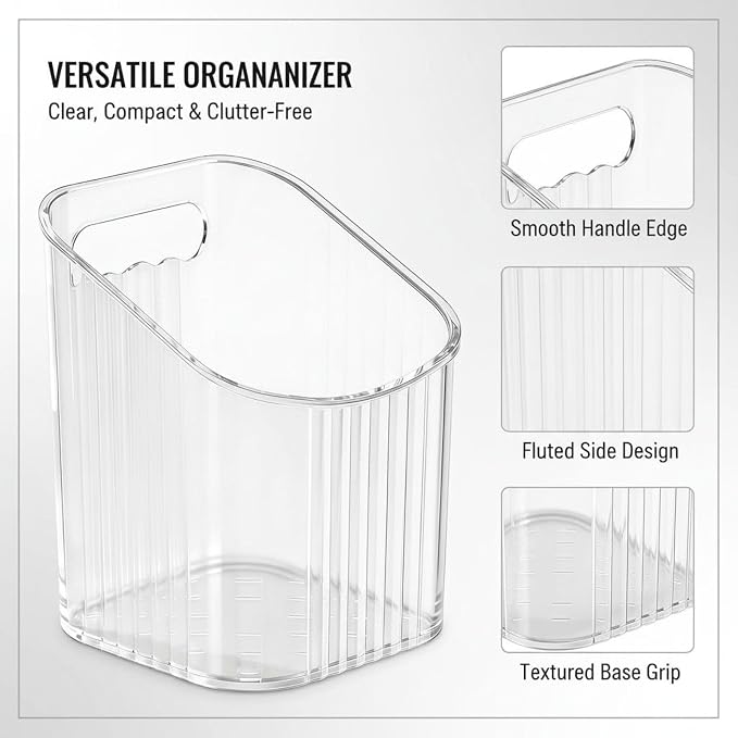 6 Pcs Plastic Adhesive Inside Cabinet Door Organizer - Clear Adhesive Basket Wall Storage with Strong Adhesive, Kitchen Adhesive Cabinet Door Storage Bins, Organizer Basket, 3.5 x 3.5 x 4.3 in - Image 2