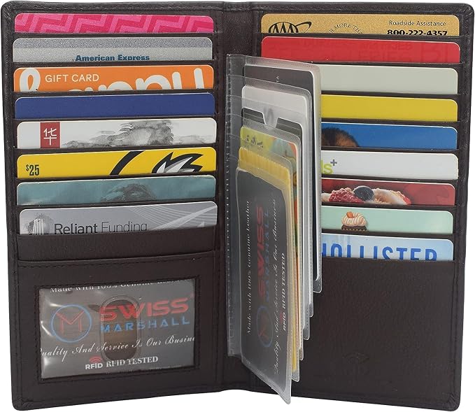 Marshal Bifold Leather RFID Blocking Wallet For Men & Women | Genuine Leather Holder With 19 Slots, 2 Bill Compartments & ID Window | For Credit/Debit Cards, Money & More (CN Brown) - Image 2