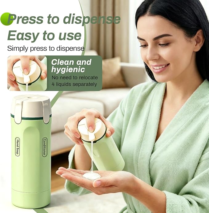 4 in 1 Travel Dispenser Bottle, 4 Pack 30ML Travel Bottles for Toiletries, 4 in 1 Travel Dispenser with Label, Leakproof & TSA Approved Portable Containers for Shampoo Lotion Conditioner Cream - Image 9