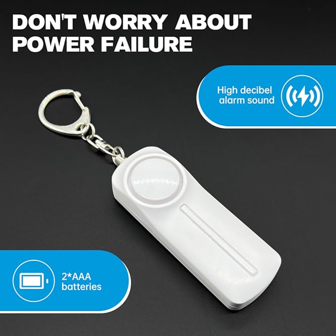 Safesound Personal Alarm: Your 130dB Self-Defense Companion - Keychain Emergency LED Flashlight - Security and Protection for Women, Girls, Kids, and The Elderly (Black & White, 2) - Image 3