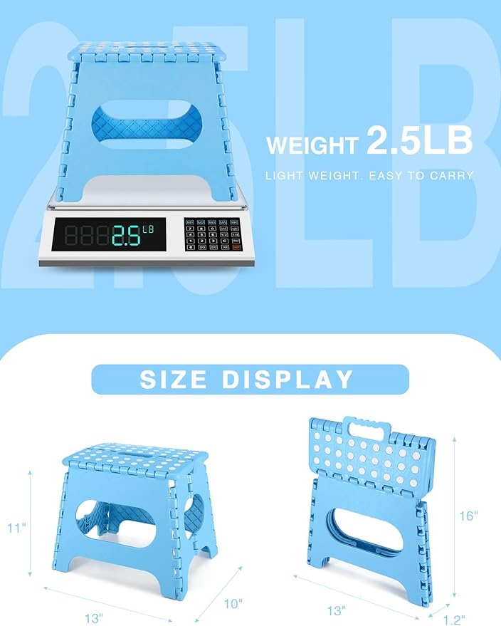 Dyforce Kids Step Stool 11 Inch, 300lbs Folding Step Stool for Adults | Toddler Step stool Light Blue,Anti-slip Heavy Duty with Carry Handle, Lightweight Foldable Stool for Bathroom Kitchen Bedroom - Image 7