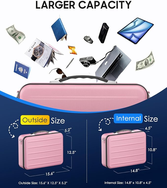 Fireproof Document Box with Lock, Hard-Shell Fireproof Safe Box | Fire proof Lock Box for Home Documents, Portable Travel Fire Proof File Box for Passport Laptop Certificates, Rose Gold - Image 7