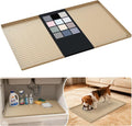 URMONA Waterproof Silicone Under Sink Mat 31'' x 19'' Shelf Liner for Kitchen and Bathroom, Cabinet and Counter Protector, Storage and Organizers, Litter Mat, Pet Cat Puppy Essentials(Khaki) by URMONA