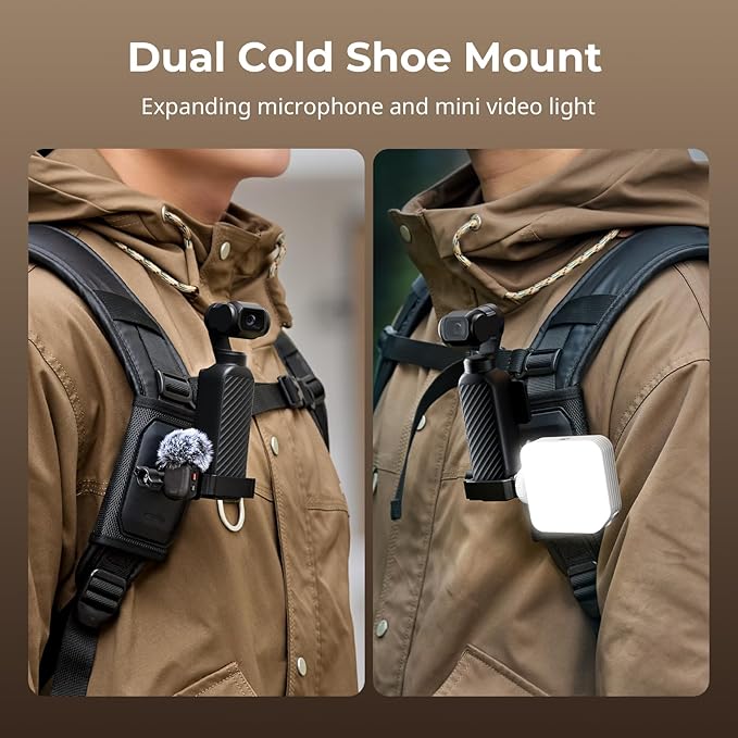 SMALLRIG Backpack Strap Mount w Cage for DJI Osmo Pocket 4P 4 3 | for Action 6/5 Pro/4/Nano, for Insta360 X5/4/3/Ace Pro 2, for GoPro 13/12/11, with Ball Head Action Cam Adapter Base - 6051 - Image 6