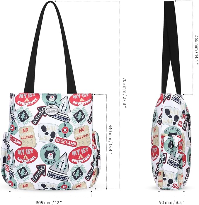 HUA ANGEL Floral Tote Bag - Casual Shoulder Bag Daily Tote Bag with Zipper Gym Travel Shopping Work Handbag for Women - Image 3