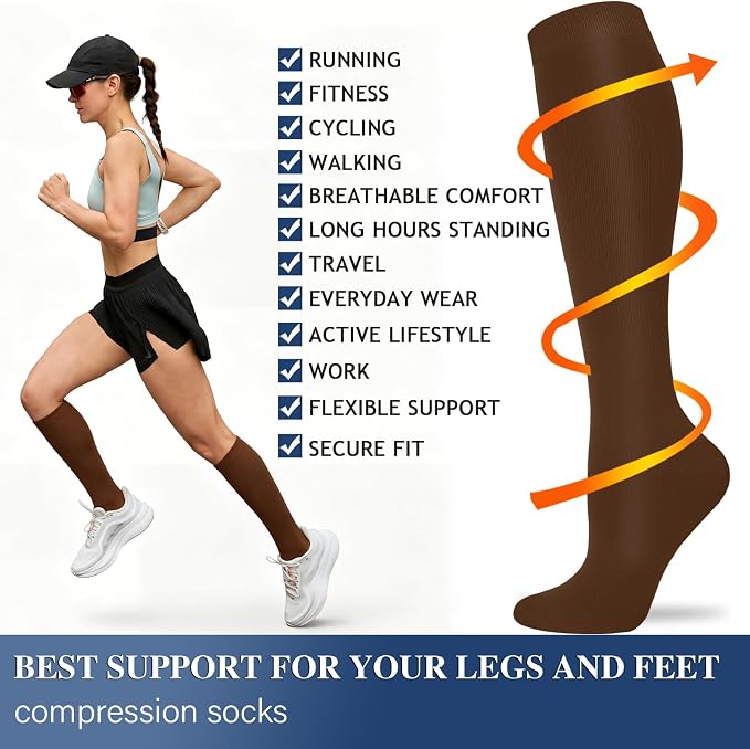 Sooverki Compression Socks for Women and Men Circulation (3/4 Pairs) is Best Support for Running Athletic Cycling Hiking - Image 6