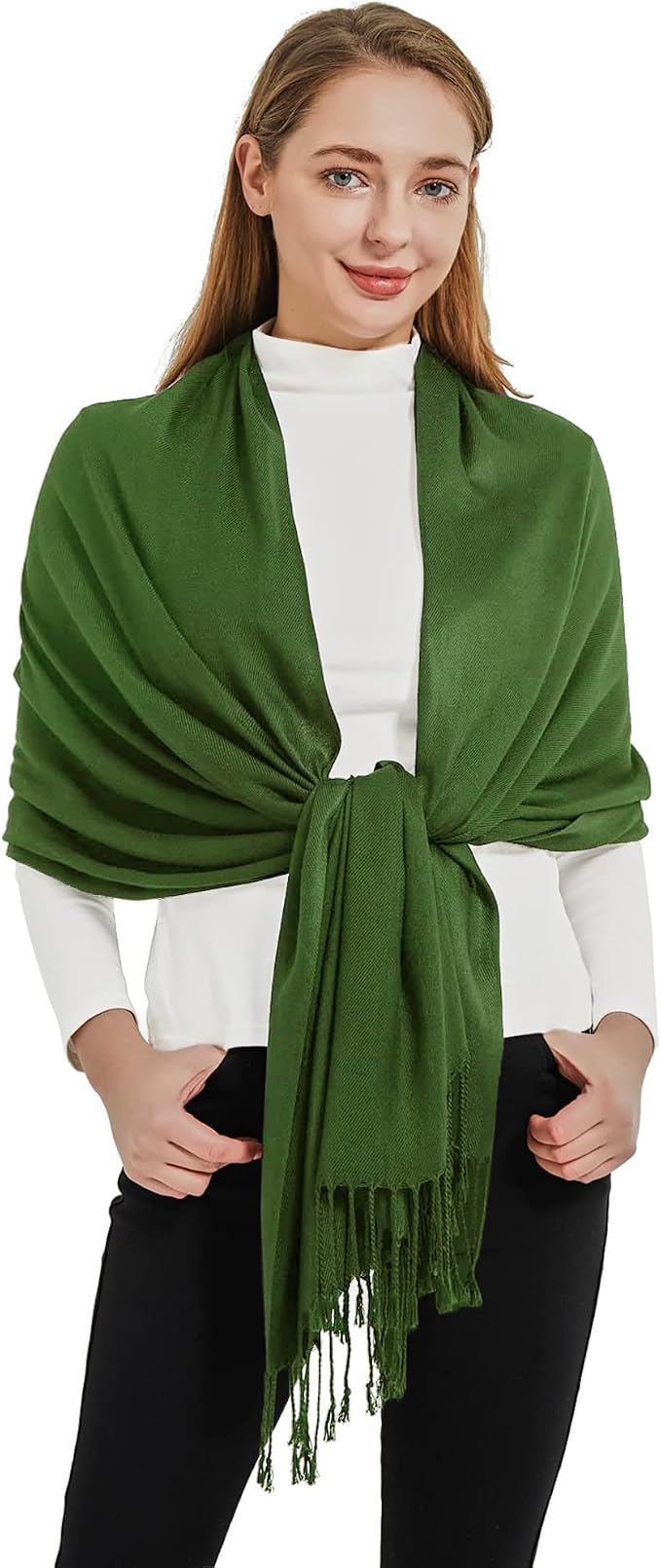Soft Silky Pashmina Shawl Wraps Solid Colors Scarf for Wedding Evening Dresses by Ronfoxi