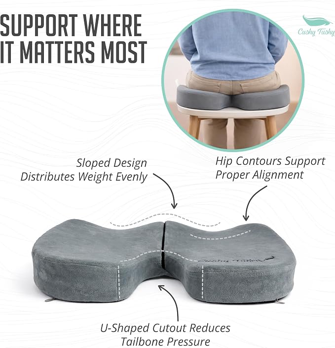 Premium Foldable Travel Seat Cushion - for Relief of Lower Back, Sciatic, Butt and Tailbone Pain - for Home & Office Use, Perfect for Travel or Driving - Coccyx Seat Cushion - Image 4