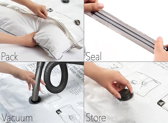 SpaceAid Vacuum Storage Bags, Space Saver Sealer Compression Bags for Comforters, Blankets, Pillows, Bedding, Clothes (Small 3 Pack) - Image 4
