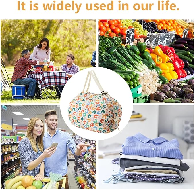 Reusable Shopping Bags, Foldable Grocery Storage Tote, Waterproof Oxford Cloth Bag for Shop, Large Durable Heavy Duty - Image 2