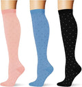 (3 pairs) Compression Socks 20-30 mmHg Long Knee High Socks for Women Men Support Athletic Travel Daily Wear by Saniripple