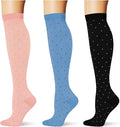 (3 pairs) Compression Socks 20-30 mmHg Long Knee High Socks for Women Men Support Athletic Travel Daily Wear by Saniripple
