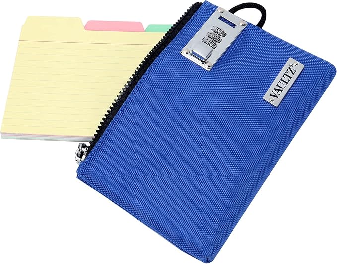 Vaultz Money Bag with Lock - 5 x 8 Inch, Men & Women's Locking Accessories Pouch for Cash, Bank Deposits, Wallet, Medicine, Phone and Credit Cards - BLUE | Zippered pouch secures cash, cards, phone and valuables, portable size fits easily into a purse,... - Image 2